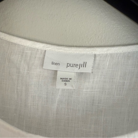 J Jill pure Jill 100% linen tiered peplum relaxed flowy fit top white size small - Picture 2 of 5